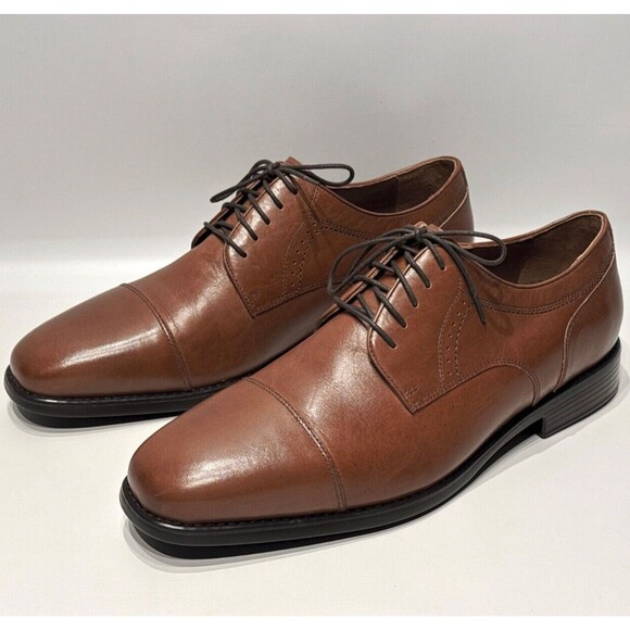 NWOB Johnston & Murphy Branning Brown Leather Cap Toe Derby Men Size 12 X-Wide - Picture 1 of 15